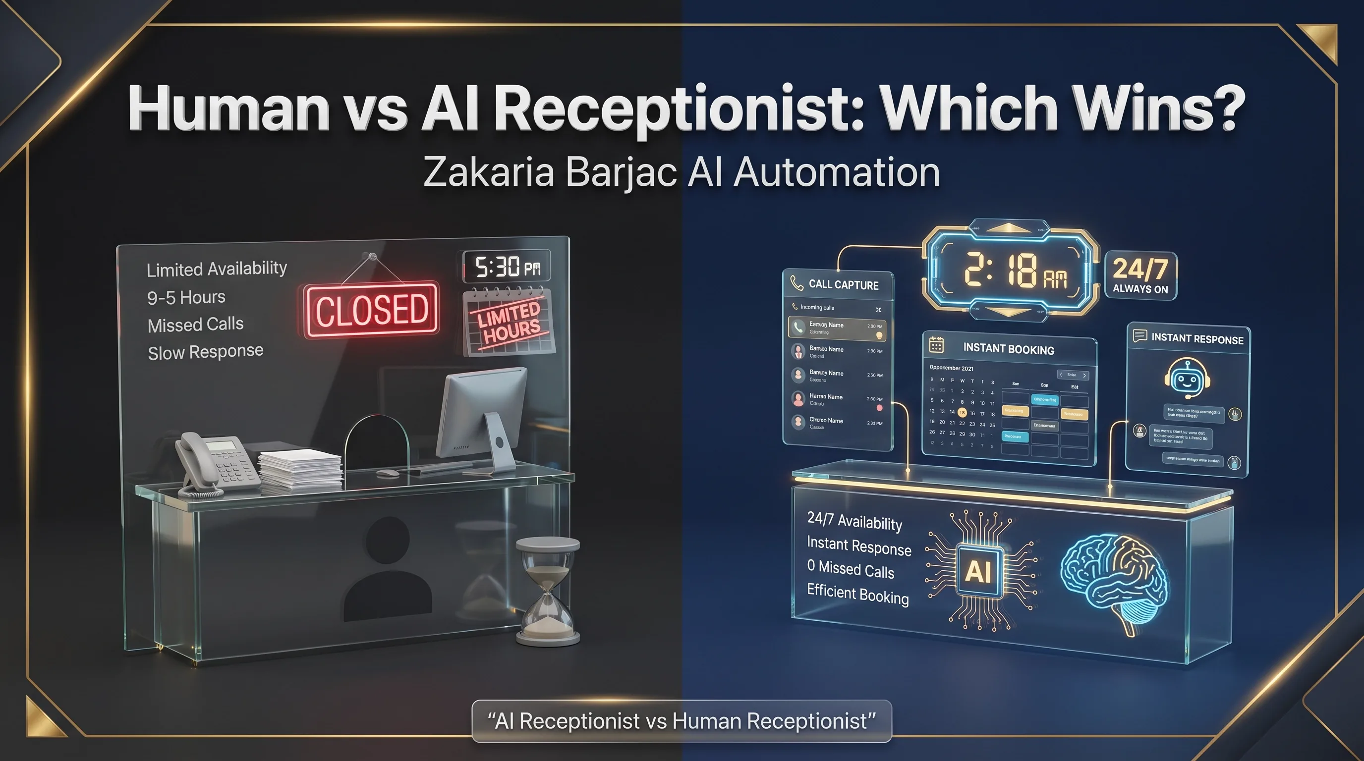 AI receptionist versus human receptionist cost speed and coverage comparison